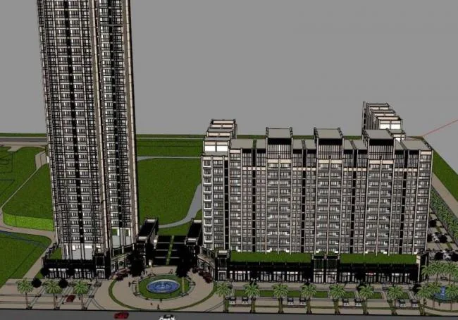 Sketchup住宅模型|高层住宅，底层商业，居住建筑，古典风格