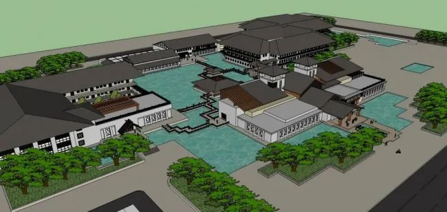 Sketchup酒店模型|多层酒店，中式风格