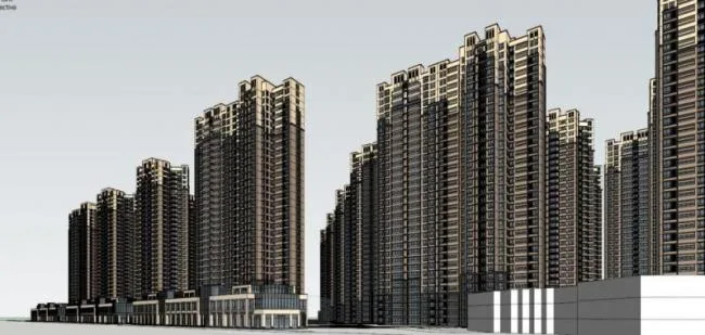 Sketchup住宅模型|超高层住宅小区，居住建筑，古典风格