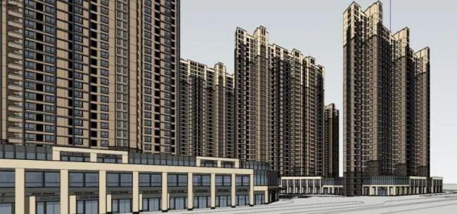 Sketchup住宅模型|超高层住宅小区，居住建筑，古典风格