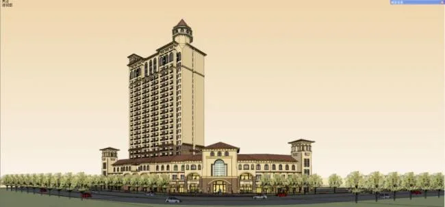 Sketchup住宅模型|高层住宅，酒店，底层商业，古典风格，托斯卡纳