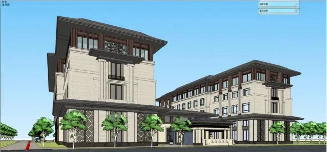 Sketchup酒店模型|多层酒店，中式风格