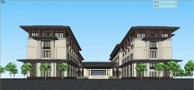 Sketchup酒店模型|多层酒店，中式风格