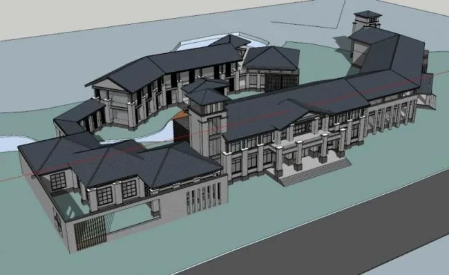 Sketchup商业模型|多层商业会所，现代中式风格