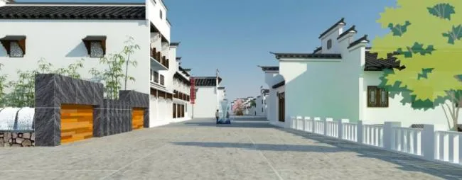 Sketchup商业模型|多层商业街，中式风格