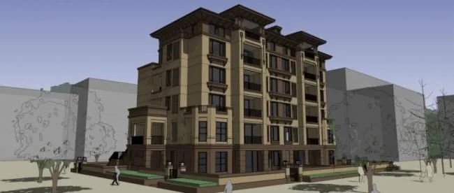 Sketchup住宅模型|多层住宅，花园洋房，居住建筑，古典风格