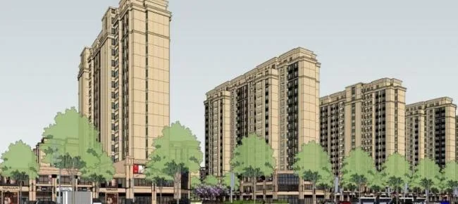 Sketchup住宅模型|高层住宅小区，居住建筑，古典风格