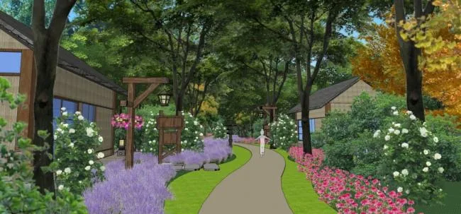 Sketchup酒店模型|苏州树山云温泉度假村，酒店，中式风格