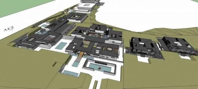Sketchup酒店模型|多层度假酒店会所，新中式风格