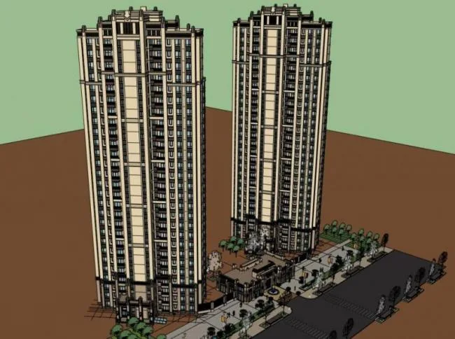 Sketchup住宅模型|高层住宅，古典风格