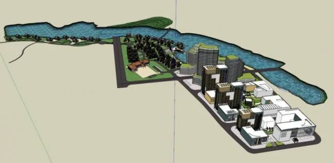 Sketchup住宅模型|办公楼和别墅区，现代风格，33层