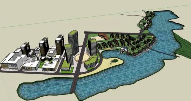 Sketchup住宅模型|办公楼和别墅区，现代风格，33层