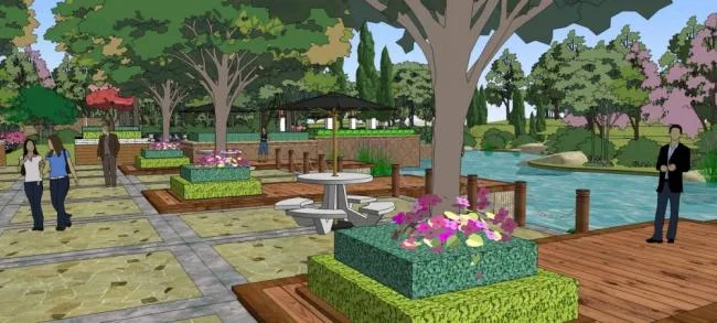 Sketchup酒店模型|多层度假村酒店，古典风格，滨水景观