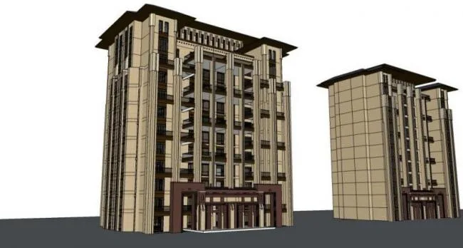 Sketchup住宅模型|多层住宅，平层，居住建筑，古典风格