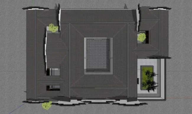 Sketchup住宅模型|徽派民居，中式风格，内院