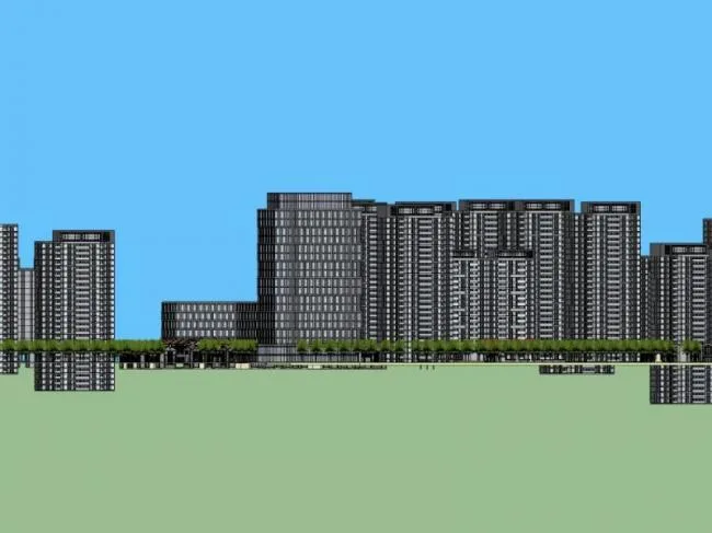 Sketchup住宅模型|高层住宅小区，现代风格