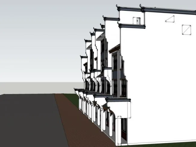 Sketchup住宅模型|徽派住宅，多层住宅