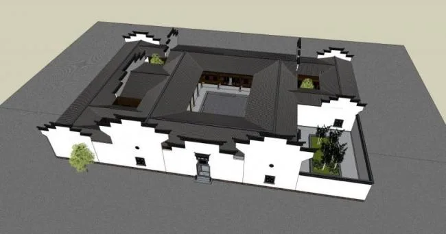 Sketchup住宅模型|徽派民居，中式风格