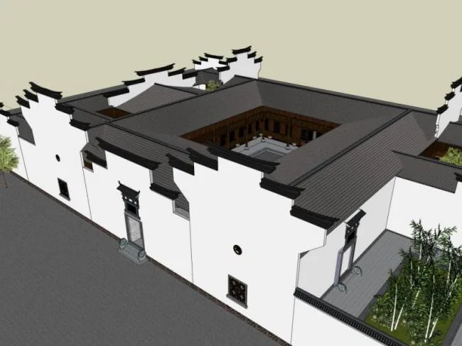Sketchup住宅模型|徽派民居，中式风格