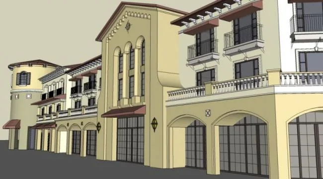 Sketchup商业模型|多层商业街，欧式西班牙，古典风格