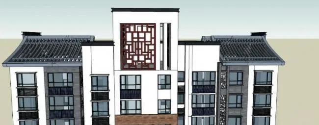 Sketchup住宅模型|高层住宅，现代中式风格