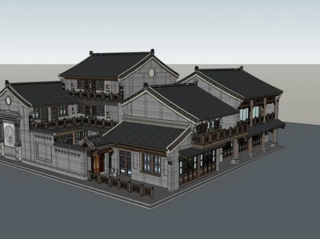 Sketchup住宅模型|晋派住宅，中式风格