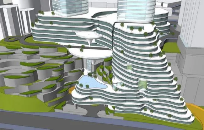 Sketchup酒店模型|超高层邻崖酒店概念方案，现代风格