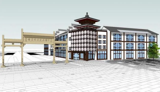 Sketchup酒店模型|多层酒店，中式风格