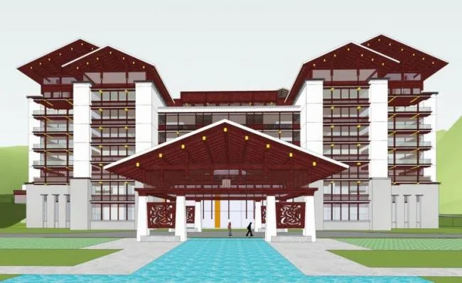 Sketchup酒店模型|圣地九寨酒店，多层酒店，新中式风格，藏式
