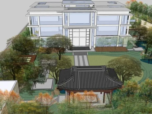 Sketchup商业模型|多层会所，现代风格