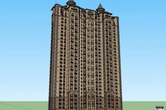 Sketchup住宅模型|双拼高层住宅，古典风格，托斯卡纳风格