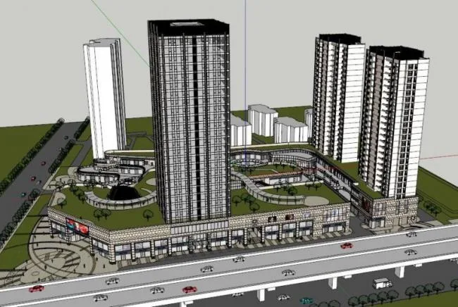 Sketchup住宅模型|高层住宅，底层商业，居住建筑，古典风格