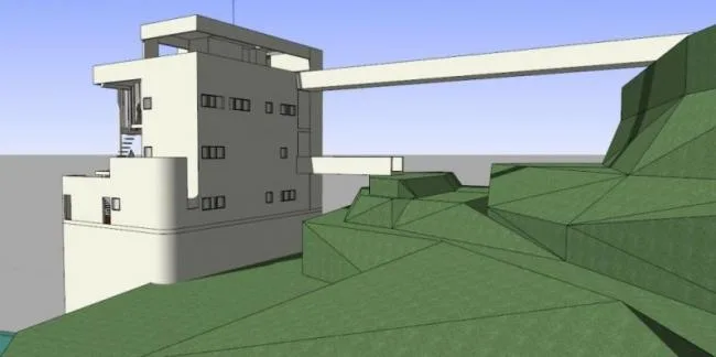 Sketchup住宅模型|道格拉斯住宅，白色派理查德·迈耶，现代风格