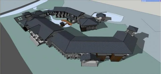 Sketchup商业模型|多层商业会所，现代中式风格