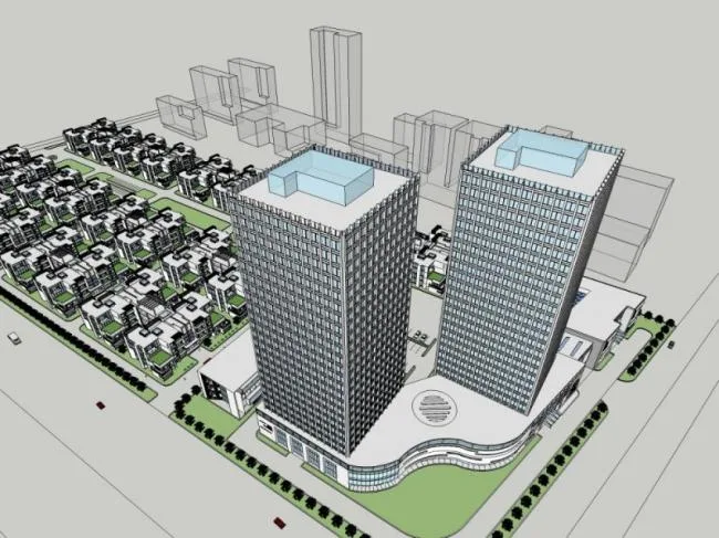 Sketchup住宅模型|多层住区，现代风格