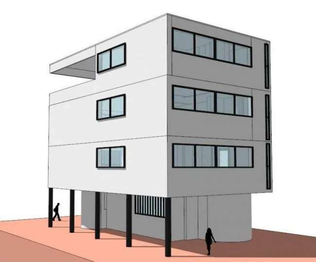 Sketchup住宅模型|多层住宅，柯布西耶，现代风格