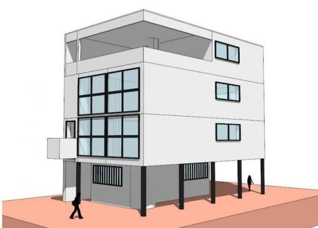 Sketchup住宅模型|多层住宅，柯布西耶，现代风格