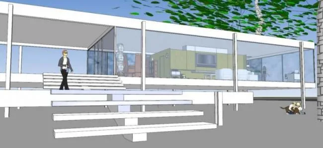 Sketchup住宅模型|范斯沃斯住宅，现代风格，密斯