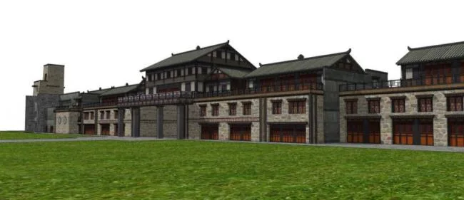 Sketchup商业模型|多层商业街，中式风格
