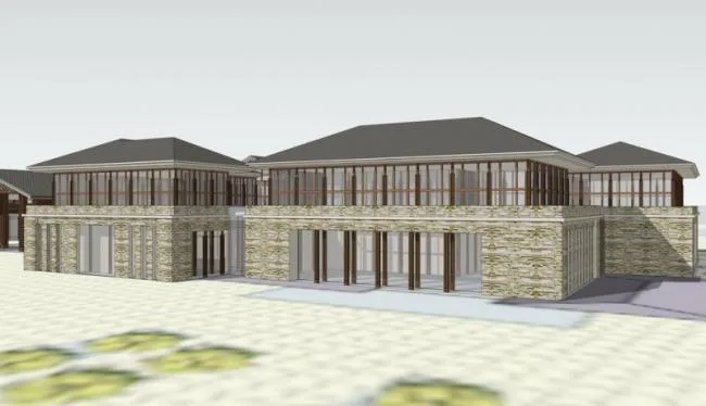 Sketchup酒店模型|多层度假酒店，新中式风格