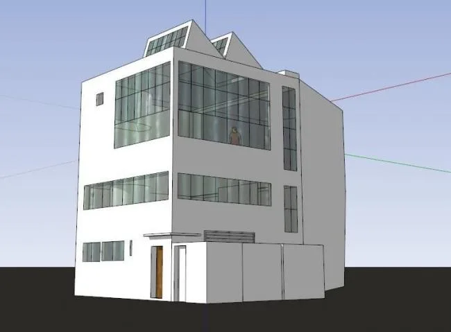 Sketchup住宅模型|多层工作室及公寓，柯布西耶，现代风格