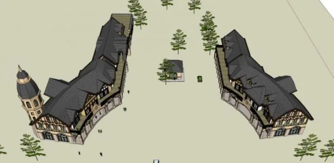 Sketchup商业模型|入口处商业建筑，古典风格