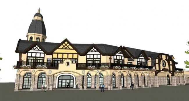 Sketchup商业模型|入口处商业建筑，古典风格