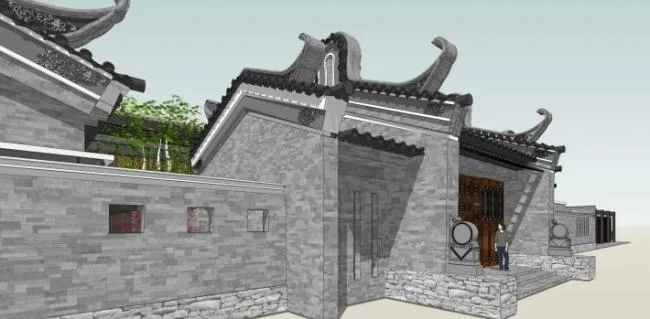 Sketchup商业模型|商业会所，中式风格