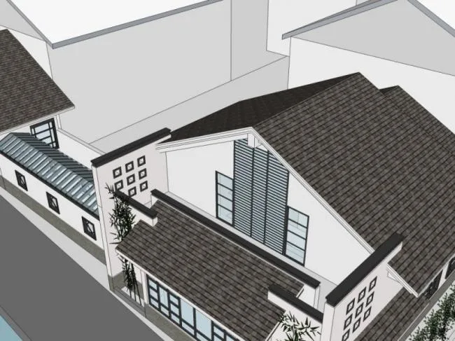 Sketchup商业模型|多层会所，东方新古典风格