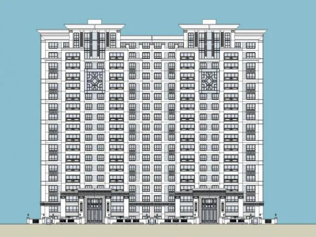 Sketchup住宅模型|高层住宅，居住建筑，中式风格