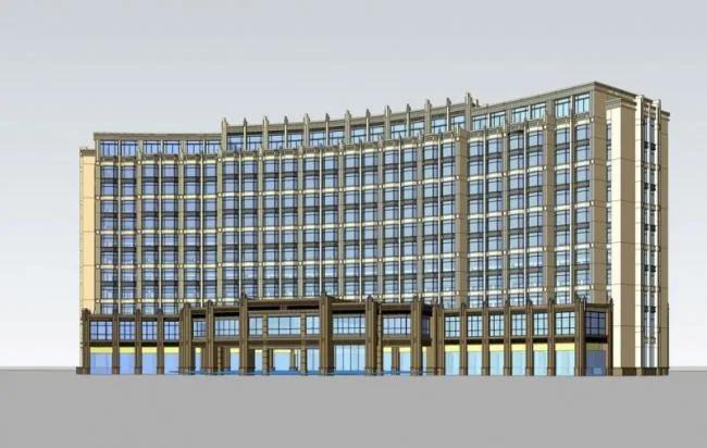Sketchup酒店模型|高层酒店，新古典风格