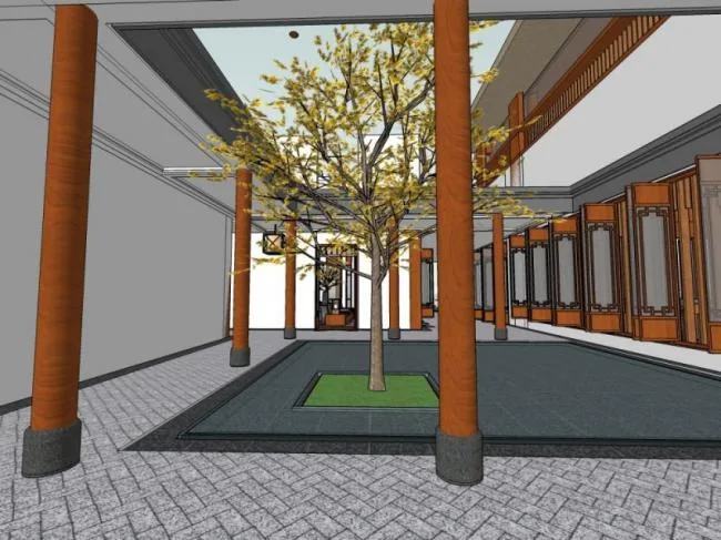Sketchup商业模型|会所，东方新古典