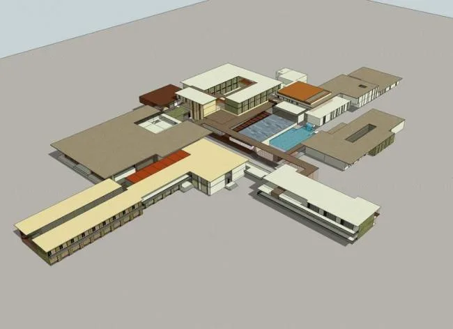 Sketchup酒店模型|多层山地酒店，现代风格