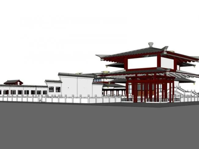 Sketchup住宅模型|院落，中式风格